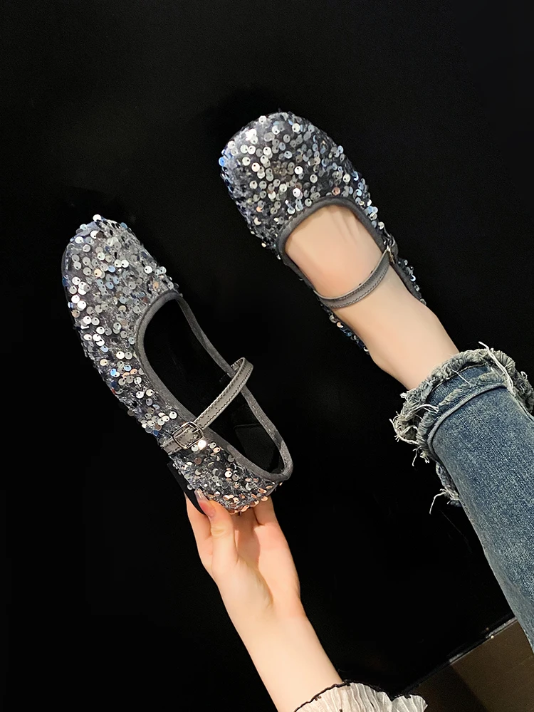 

Мокасины женские с квадратным носком, модные повседневные Мягкие кроссовки, без застежки, плоская подошва, бабушка, блестящие, лето 2024