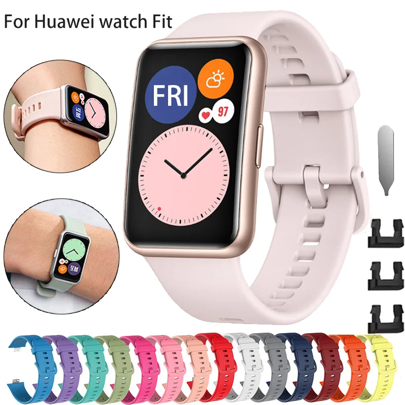 40 цвята силиконова каишка за Huawei Watch Fit Нов смарт часовник Резервна лента за китка Колан за Huawei Watch Fit Гривна Correa
