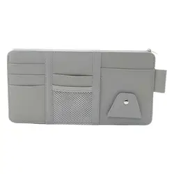 Premium Car Sun Visor Organizer - Multi - Pocket Storage Pouch with Glasses Clip and Zippered Compartments (GRAY)