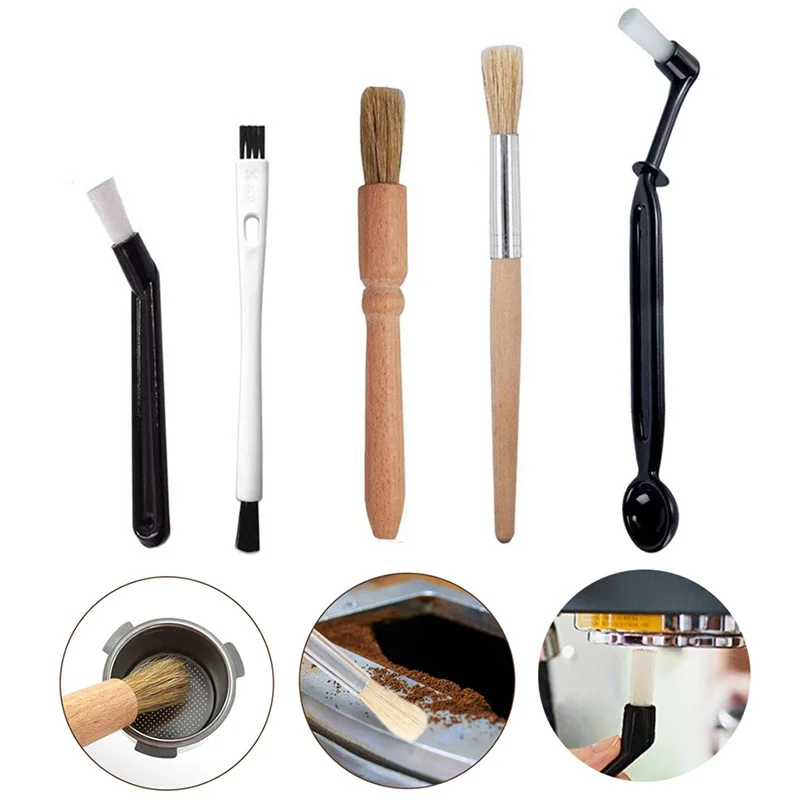 Coffee machine cleaning brush Kit Espresso Brush Kit Include Wooden Coffee Grinder Machine Cleaning Brush and Nylon Brush