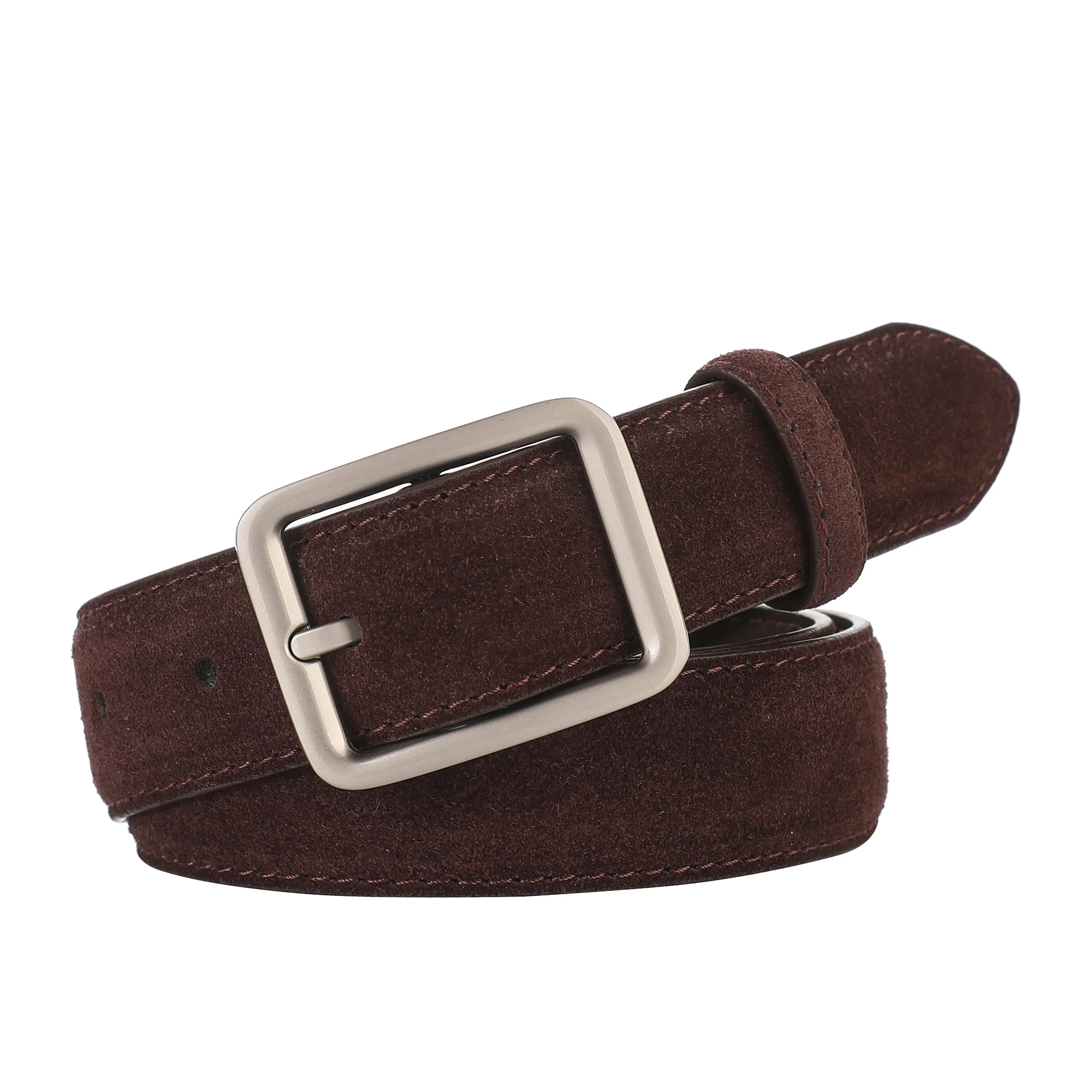 Elegant Women's Suede Cowhide Leather Belt with Metal Buckle - 2.8cm Wide