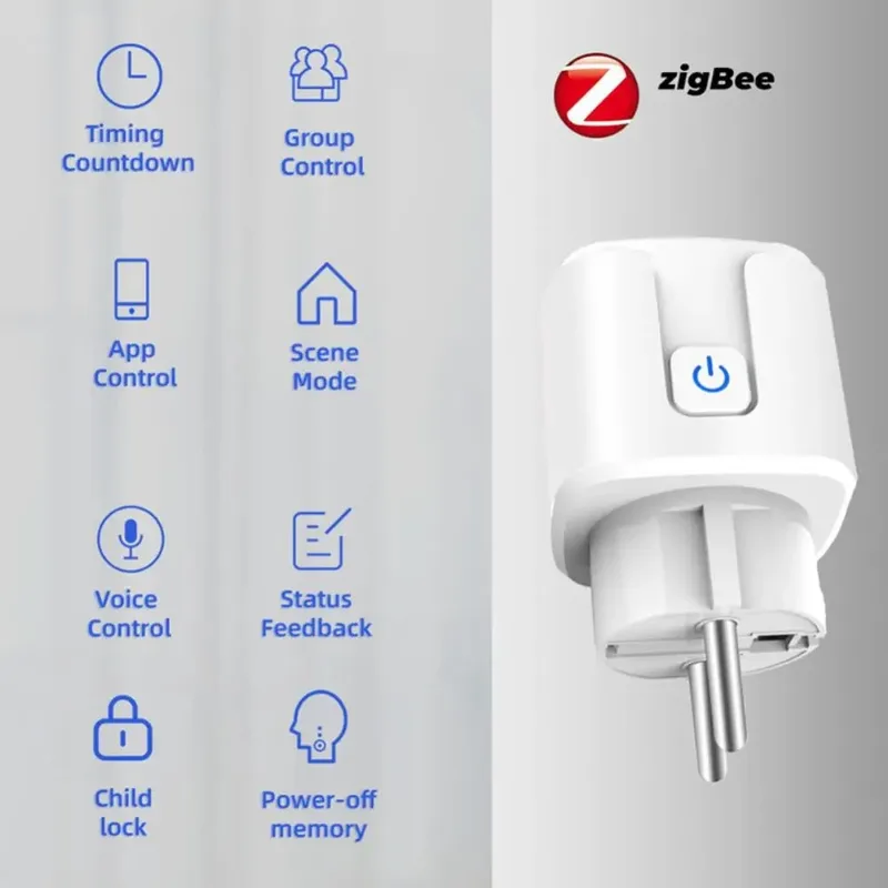 Tuya Zigbee Smart Plug 20A EU Socket With Power Monitoring Timing Function...