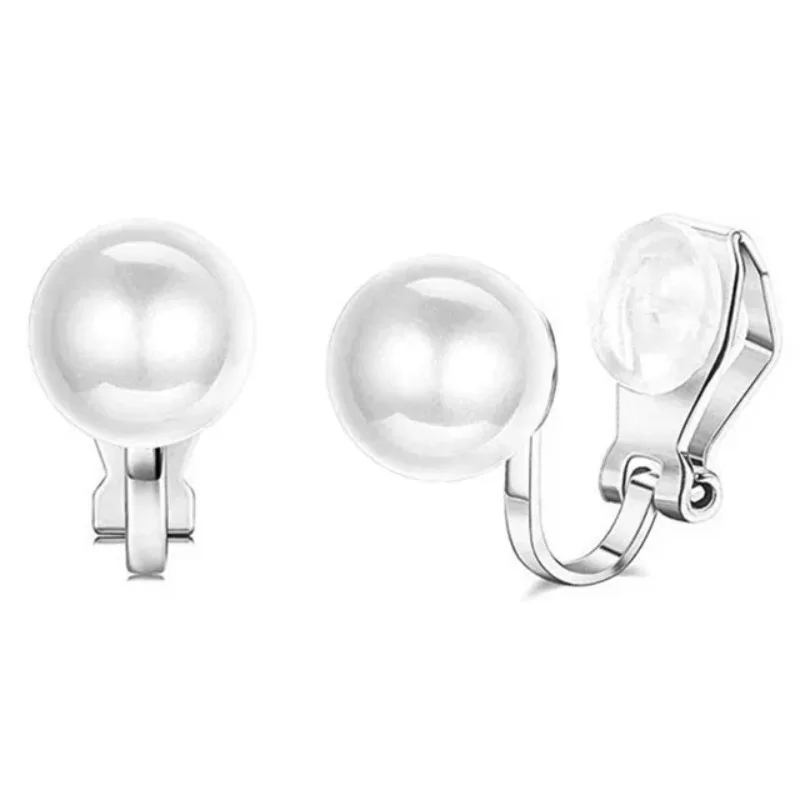 Ear Clip Earrings 1Pair Candy Color Colorful Geometry Zircon Pearl Earrings European Style Earclip Earnail Women Ear Clip Fake Piercing