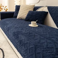 Sofa Protector Home Decor Fleece Sofa Cover for Winter Sofa Seat Slipcovers Solid Color Plush Jacquard Housse Canape Dangle 2