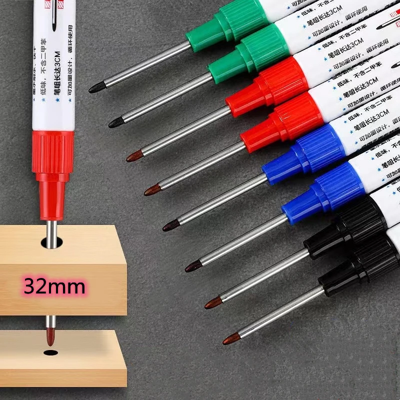 permanent marker pen marker pens permanent marker permanent markers markers pen long nib markers art markers art marker pen 2/4Pcs Large Capacity Long Head Markers Pen Bathroom Woodworking Decoration Multi-purpose Deep Hole Black Blue Ink