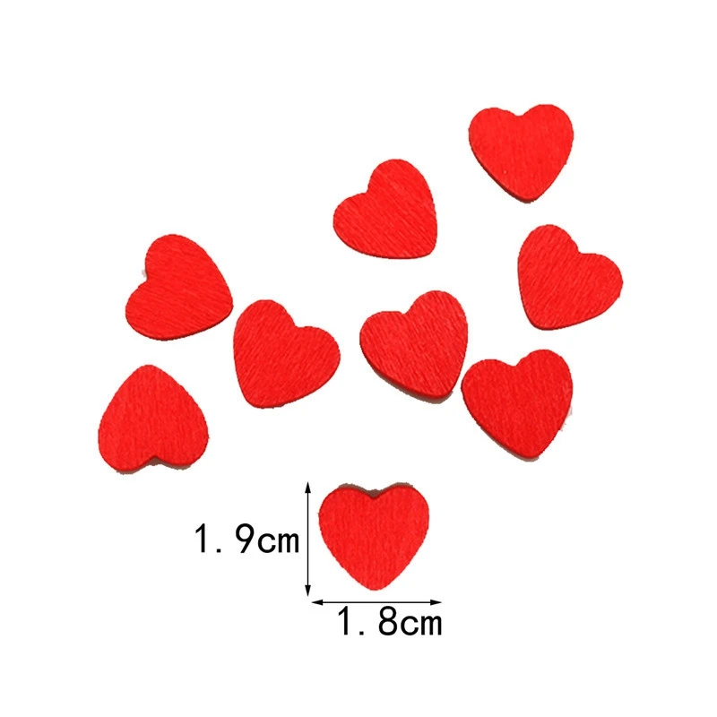 200Pcs Wooden Heart Stickers Room Decor Stickers Heart Shape Self Adhesive For Weeding Valentine's Day