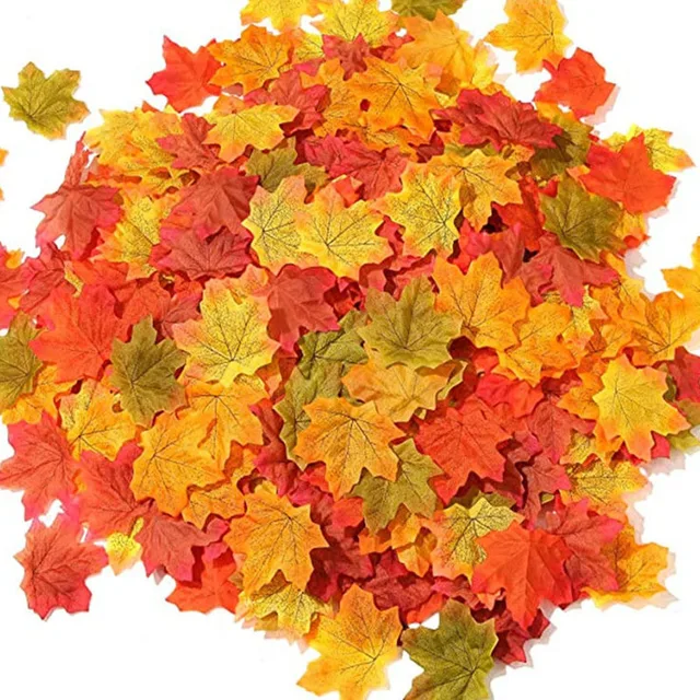 50/100/200 Pcs Artificial Maple Leaves – Autumn Silk Fall Leaves for Thanksgiving, Halloween, Christmas, Wedding & Home Décor 2