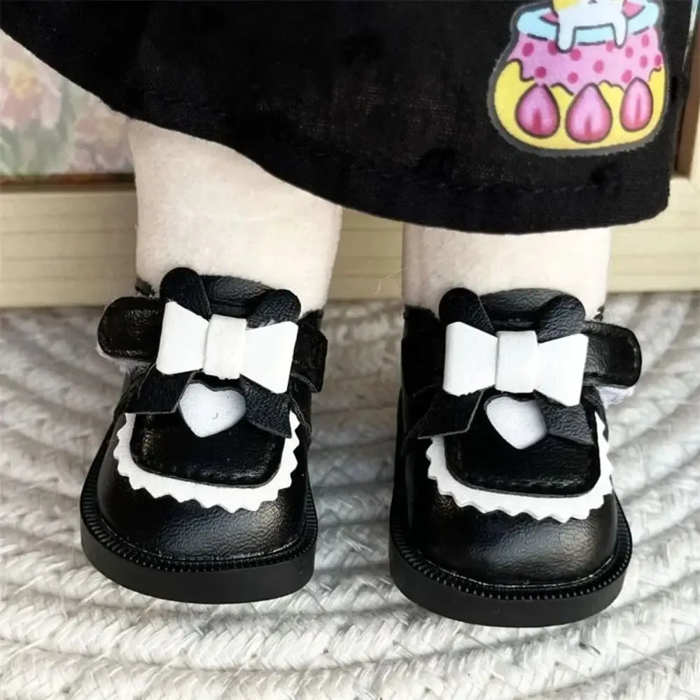 Mini Doll Shoes Clothes Accessories For 1/6 Dolls PU Leather Shoes 20CM Cotton Doll Bowknot Heart Princess Shoes DIY Toys Gift