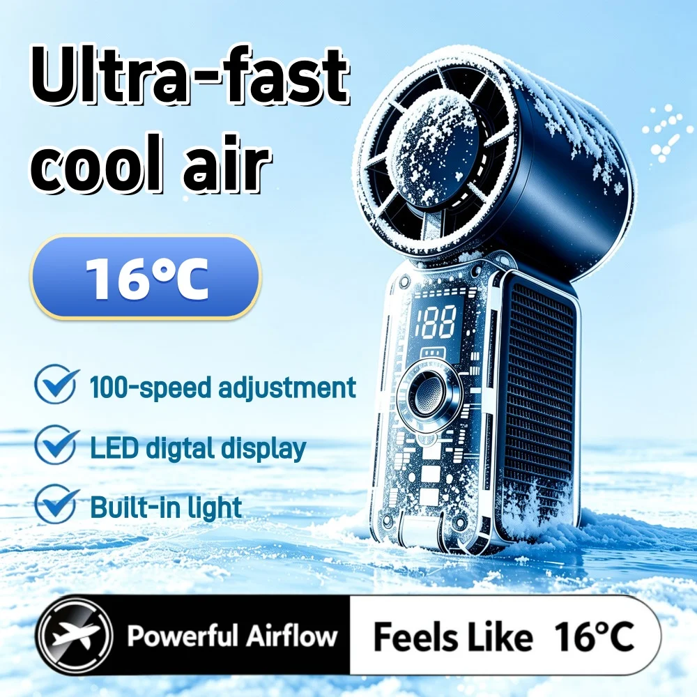 Compact USB Rechargeable Mini Handheld Fan with Digital Display