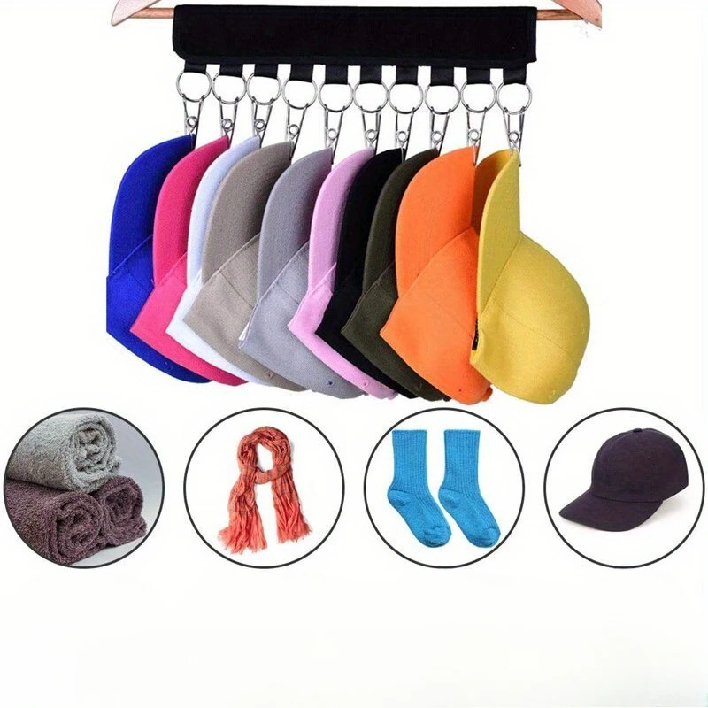 Foldable Hat Towel Hanger Hanging Rack Magic Binding Fabric Cap Hangers with Stainless Steel Clips Wardrobe Clothing Organizer 2