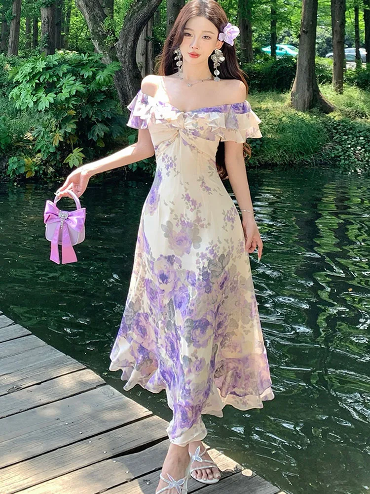 Womens Shoulder Summer Dresses Shoulder Midi Dress Casual