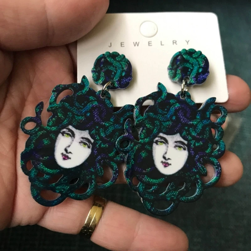 Orecchini Serpente Punk Diavolo Medusa-Orecchini Pendenti Testa Di Serpente Orecchini Pendenti Serpente Orecchino A Goccia Per