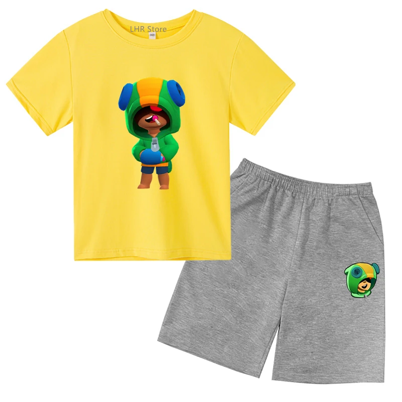 Completi estivi per bambini età 3-12 ragazzi ragazza per il tempo libero manica corta girocollo t-shirt + pantaloncini Anime Fighting Game stampa abbigliamento