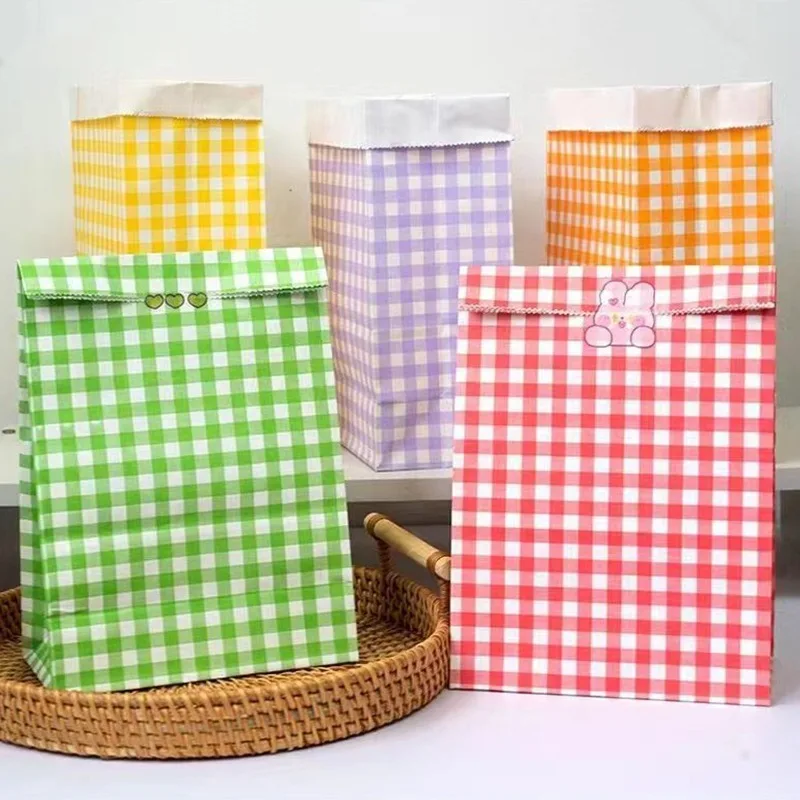 10/20pcs bunte karierte Geschenkt üte Süßigkeiten Keks Snack Tasche geeignet für Hochzeit Geburtstags feier Weihnachten Halloween – Detail 4