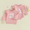 2023-09-08 Lioraitiin Baby Girls Sister Mataching Outfit Set Big Sis Shirt/Lil Sis Romper Crewneck Sweatshirt Romper 1