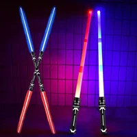 Laser Sword Lightsaber Red and Blue Double Saber Rave Transformation Children's Gift Cosplay Weapon Boy Cool Flashing Toy 1