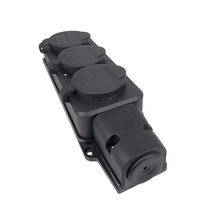 Power Strip EU German 3 / 4 Ways Outdoor Waterproof Outlet Rain Plug with Cover Germany Russia Wireless Extension Power Strip IP54 16A 3500W