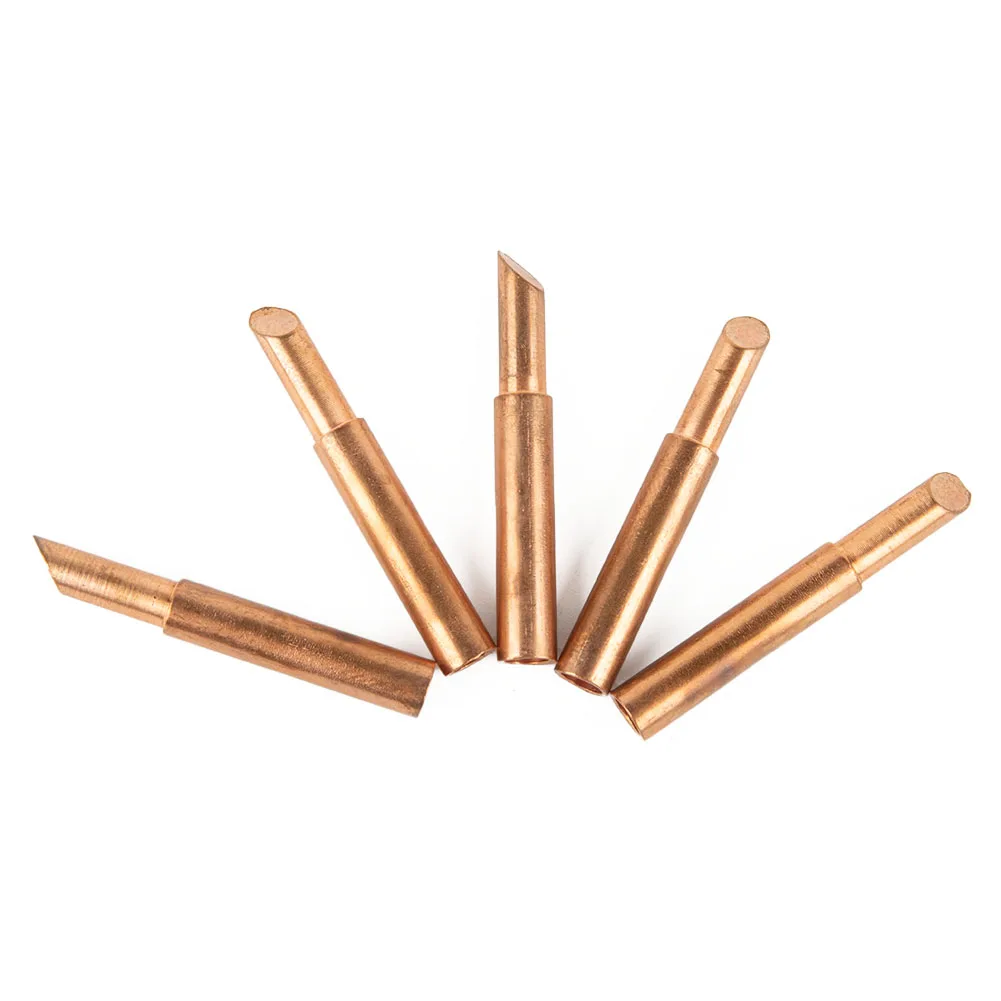 

5pcs Soldering Iron Tips 900M-T-5C Soldering Iron Pure Copper Lead-free For 936 Solder Tips Welding Head BGA Soldering Tools