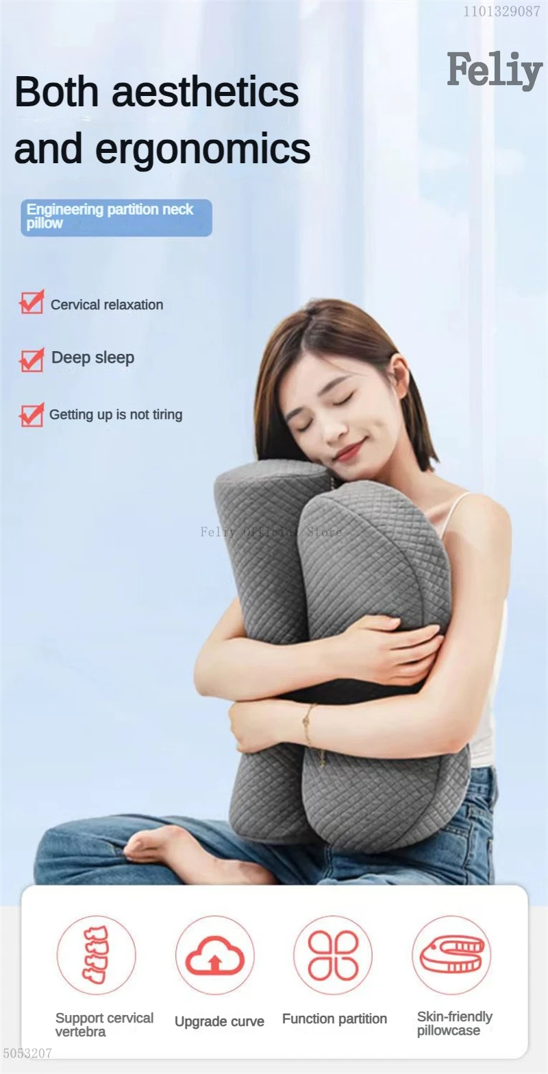 Description Picture 2 of itemMemory Foam Neck Pillow Sleeping Orthopedic Cervical Pillow Massage Neck Cushion Slow Rebound Pain Relief Sleep Cushion Bedding