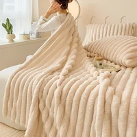 Couverture Multifonctionnelle en Flanelle Rayée Épaisse et Large, Peut Servir de Drap, Couverture de Lit, Couverture de Canapé ou Couverture de Sieste Cama Sofá Siesta Dormitorio Sala de estar Viaje Hogar Flanelle Épai 6