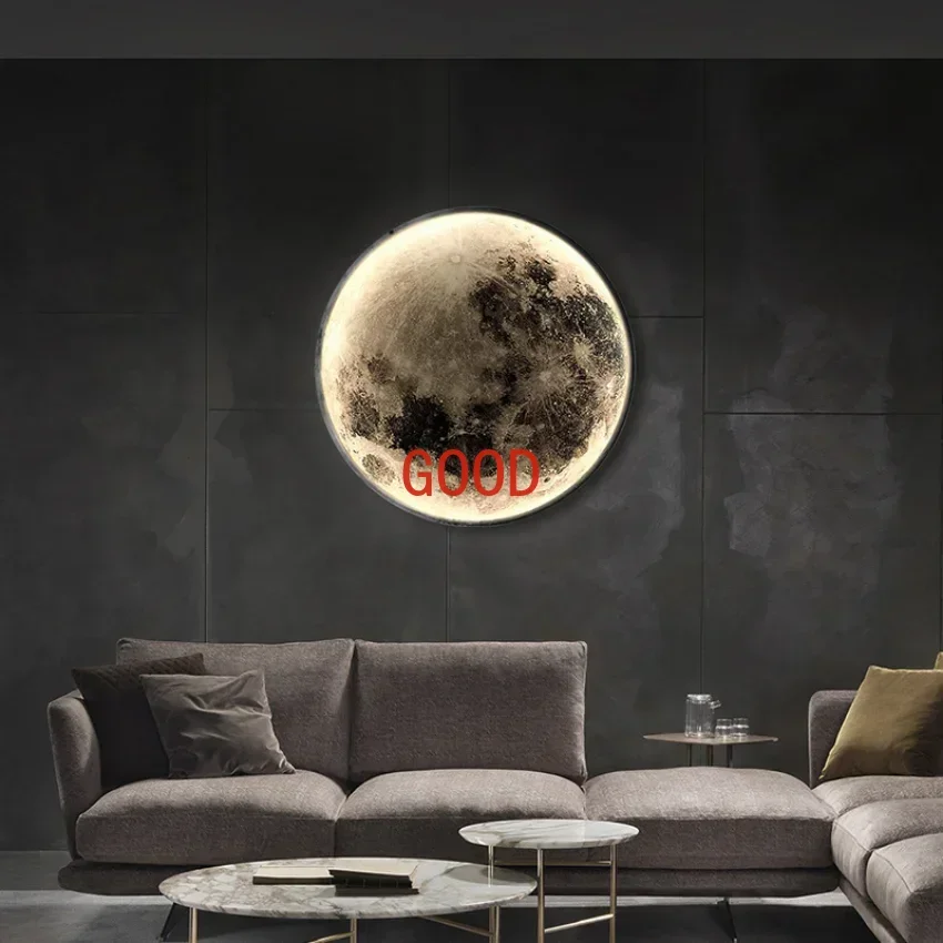 Modern Round Moon Wall Lamp for Bedroom Living Room Entrance Decoration Sconce Light Fixtures Ceiling Lighting Planet Nordic Led