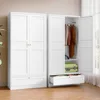 Metal Armoire Wardrobe Closet with  Wardrobe Cabinet with Drawers and Hanging Rail Metal Closet with Adjustable Shel 1