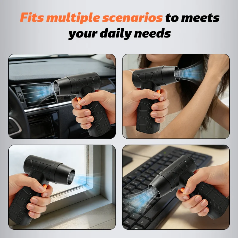 강력한 에어 블로워 600g 추력 충전식 블로워 18650 배터리 198km/h 풍속 브러시리스 에어 더스터 제거 건조기 (자동차용)