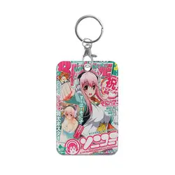 Super Sonico Anime Leather Card Holder with Keychain and Key Ring (Z2)