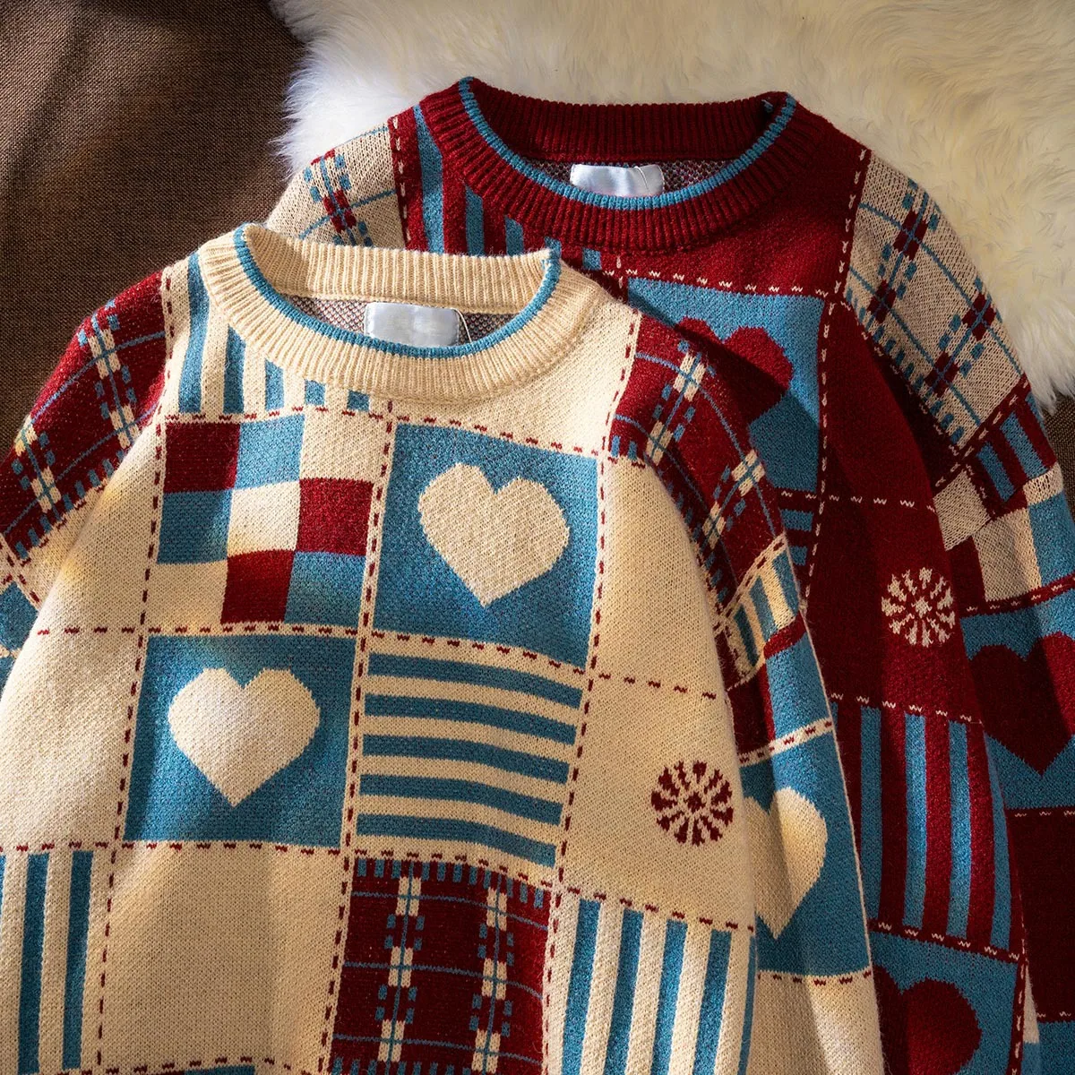 Love Knitted Sweater Mens Hip Hop Streetwear Harajuku Japanese Sweater Women Knitwears Pullovers Korean Fall Winter Clothes