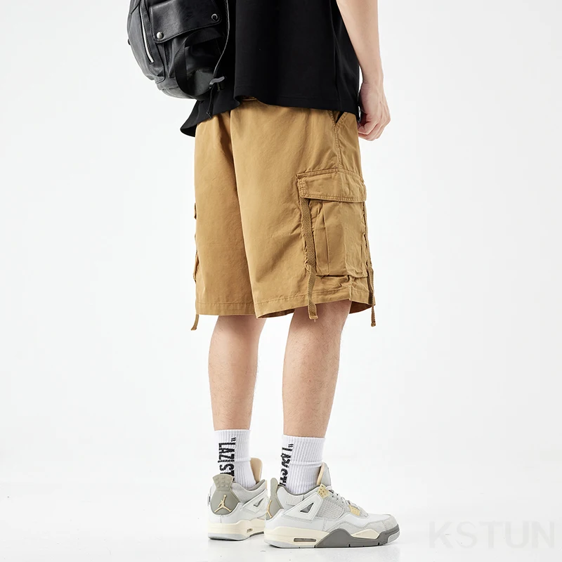 New Men's Casual Cargo Shorts Man Overalls Beach Sports Outdoor High Street Fashion Male Short