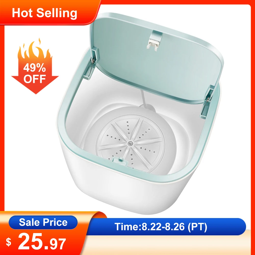 Mini Washing Machine For Socks Underwear Clothes Portable Personal Rotating Turbines Washer for Travel Home Business Trip