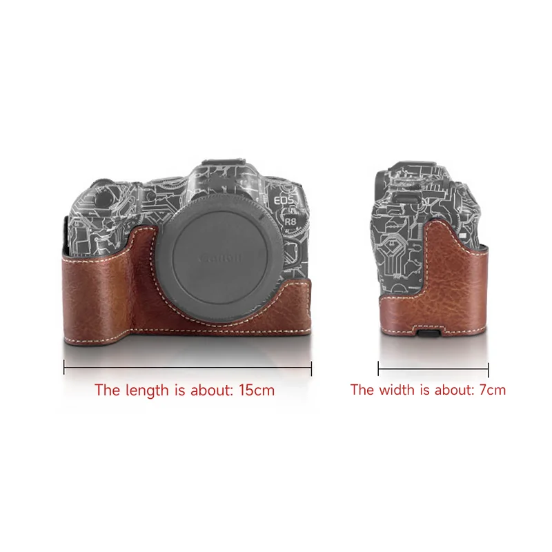 DSLR 카메라 가죽 보호 베이스 쉘, 내장 스트랩, 카메라 가방, 캐논 R8 DSLR 카메라