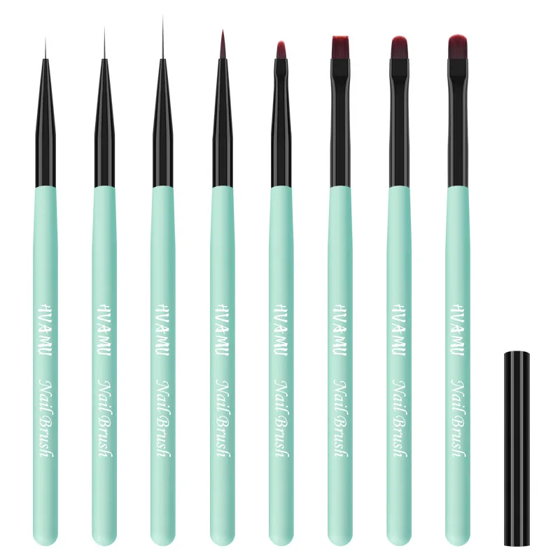 1PCS Green Nail Art Brush Painting Drawing Pen Acrylic Gel UV Extension Brush Nail Stripes Lines Liner DIY Manicure Tools 6