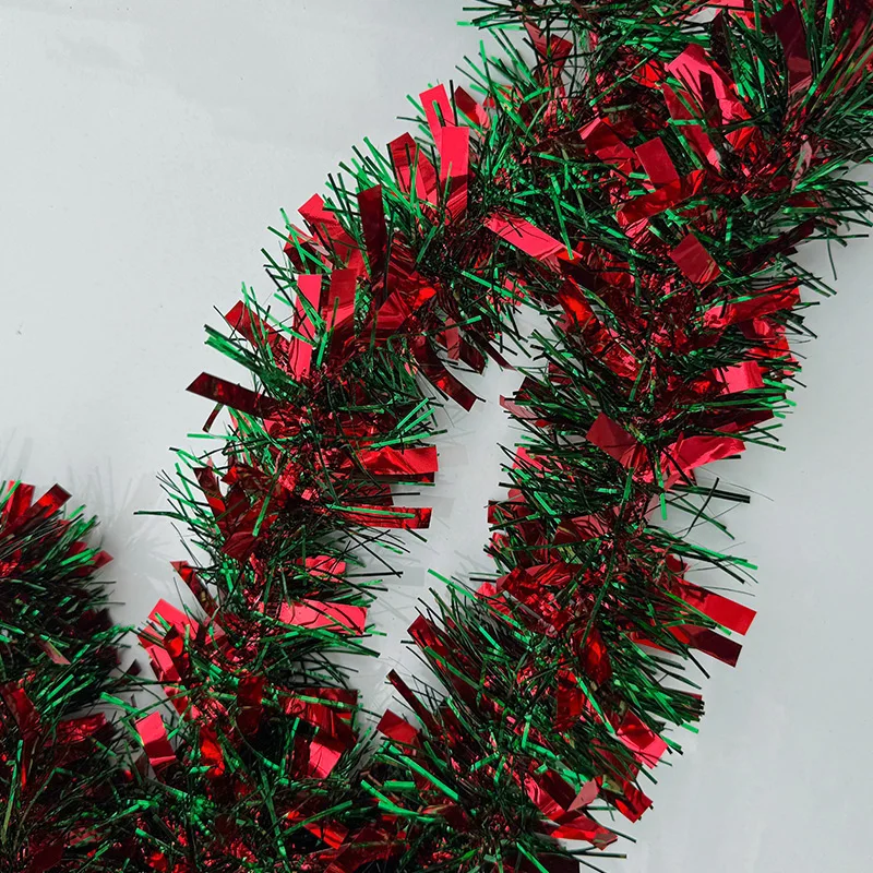 1-5Pcs Christmas Tinsel Garland Xmas Tree Hanging Ornaments Red Green Strip Ribbon New Year Party Home Indoor Outdoor Decoration