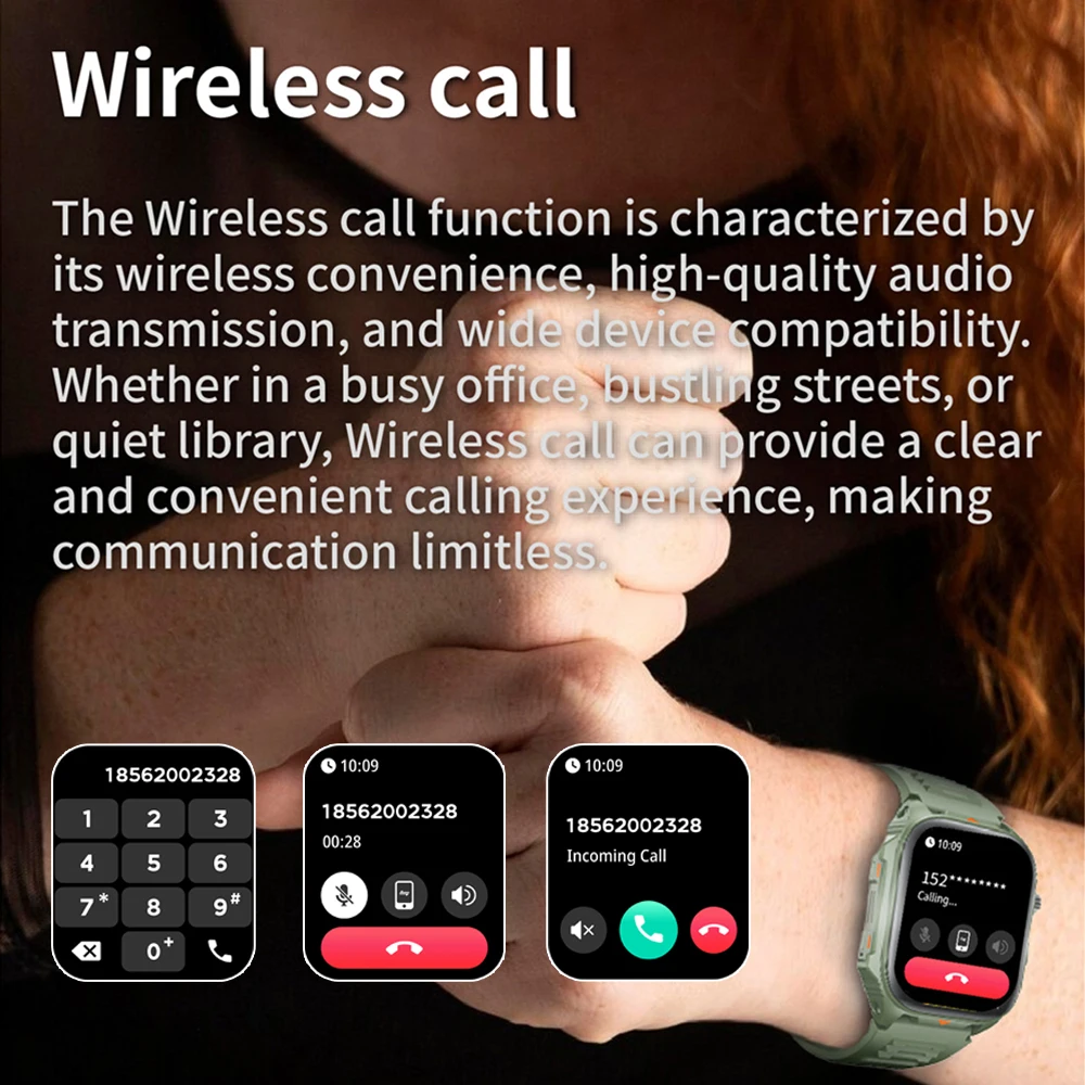 New Smart Watch Men Women Outdoor Sports Fitness with LED Lights Waterproof Watch Bluetooth Call Smartwatch Man 2025 Android IOS