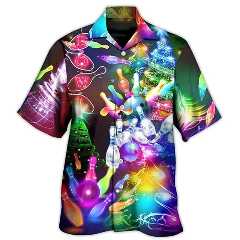 Summer Vintage 3D Fitness Lovers Bowling Printing Shirts Sports Gym Quick Dry Short For Men Funny Streetwear Clothing Top
