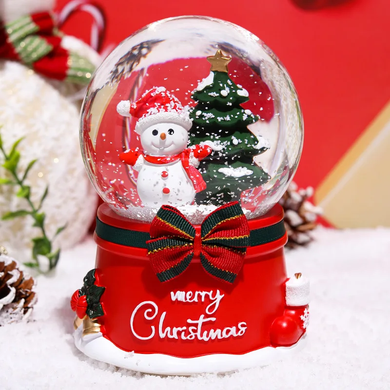 Floating Snowflake Rotating Santa Claus/Snowman Xmas Crystal Ball Music Box  Christmas Gift Snow Globe