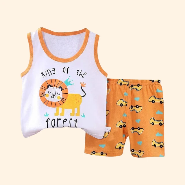 Children Sets Kids Vest Suit 2PCS Set Summer Cotton T-Shirt Girl Shorts Clothes Children Boys Girls Sleeveless Suit Wear Cloth 2