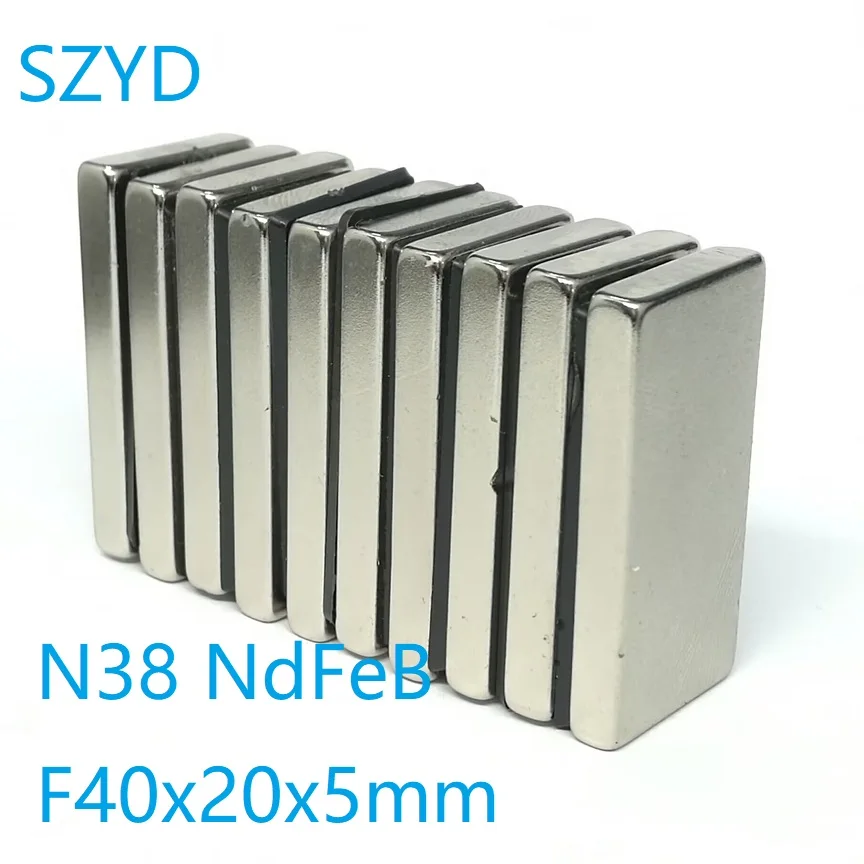 

1 5 10 20 шт./лот N38 блок NdFeB магнит 40*20*5 сильный стандартный размер Редкоземельные Постоянные неодимовые магниты 40x20x5