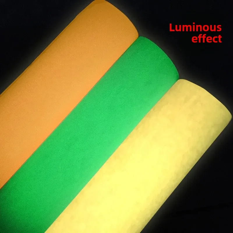 Luminous Glitter PU Leather Fluorescent Fine Powder Leather Handbag Luggage Material Night Glow Artificial Clothing Fabr