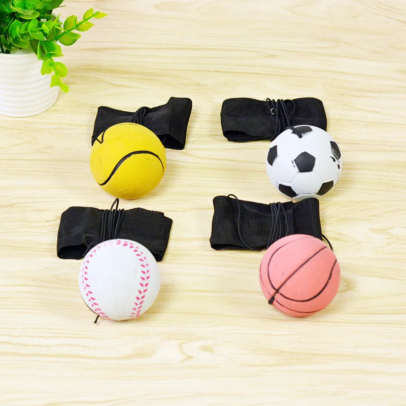 

Football Basketball Baseball Rugby Training Bouncy Wrist Band Rubber Ball Elastic String Rebound Finger Exercise Sport Toy