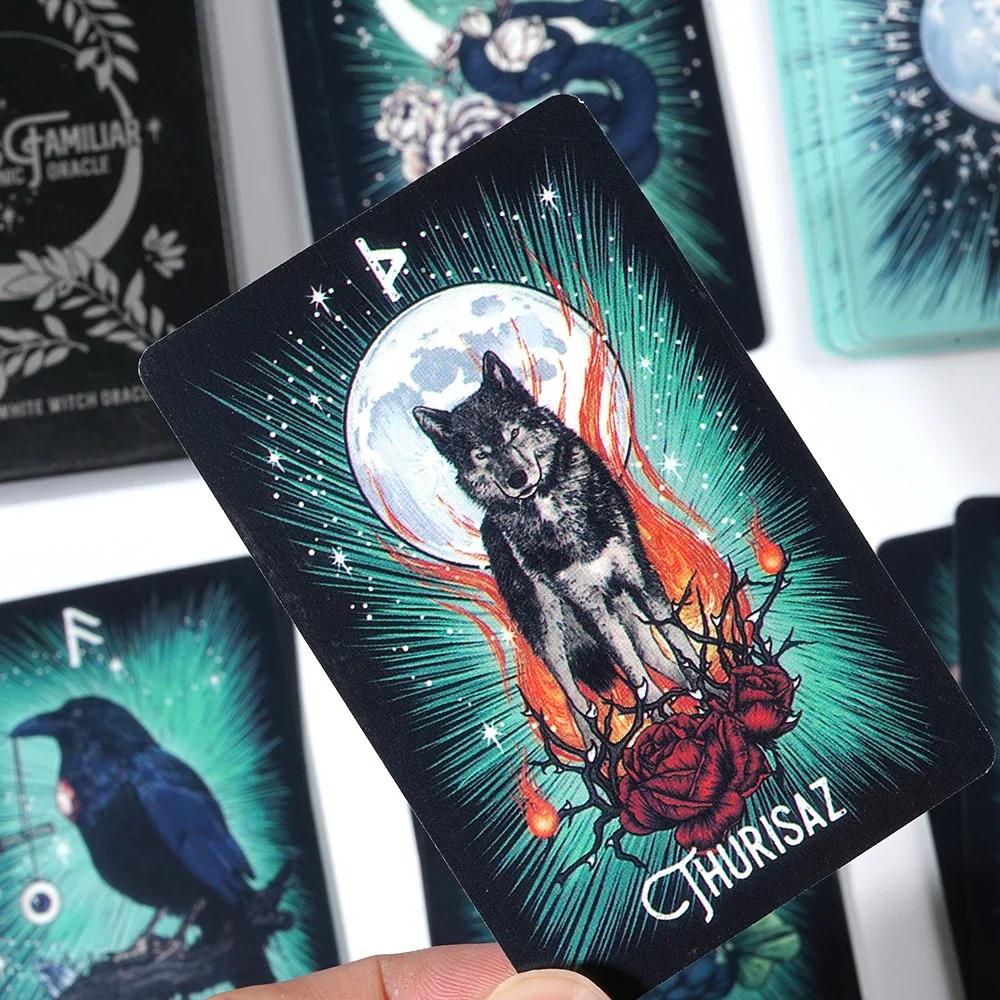 Witch'S Familiar Runic Oracle 24 Card Indie Tarot Deck Runes Rune Cards Animal Oracle Animal Viking Runes Tarot Deck Light Seer' 5