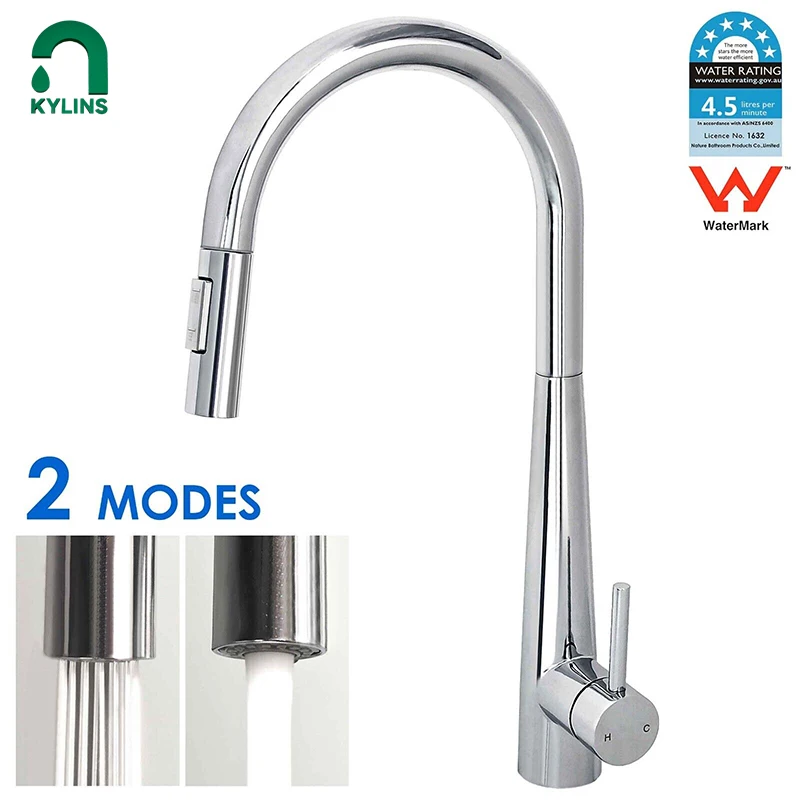 

KYLINS Stainless steel Chrome Kitchen Faucet Pull Out Kitchen Sink Water Tap Single Handle Hot And Cold Mixer Tap 360 Rotation