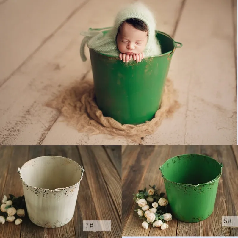 shining-newborn-photography-props-retro-iron-buckets-baby-posing-containers-do-old-posing-props-baby-shoot-accessories