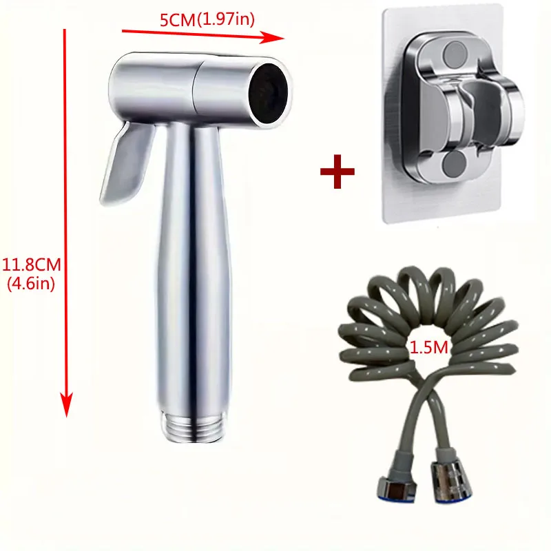 1 Set 304 Stainless Steel Wire Drawing Non-Punching Booster Toilet Spray Gun - Female Washing Device with Small Flower Sprinkler 4