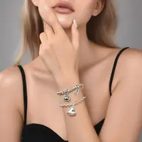 1Piece Trendy Creative Women's Party Jewelry Gift Retro Black Crystal Heart Crystal Pendant Bracelet Adjustable Chain - Image 2