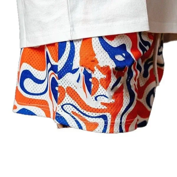 American Style Basketball Shorts Quick Dry Mesh Summer Running Sports Beach Pants for Men Trendy Brand Colorful below Knee