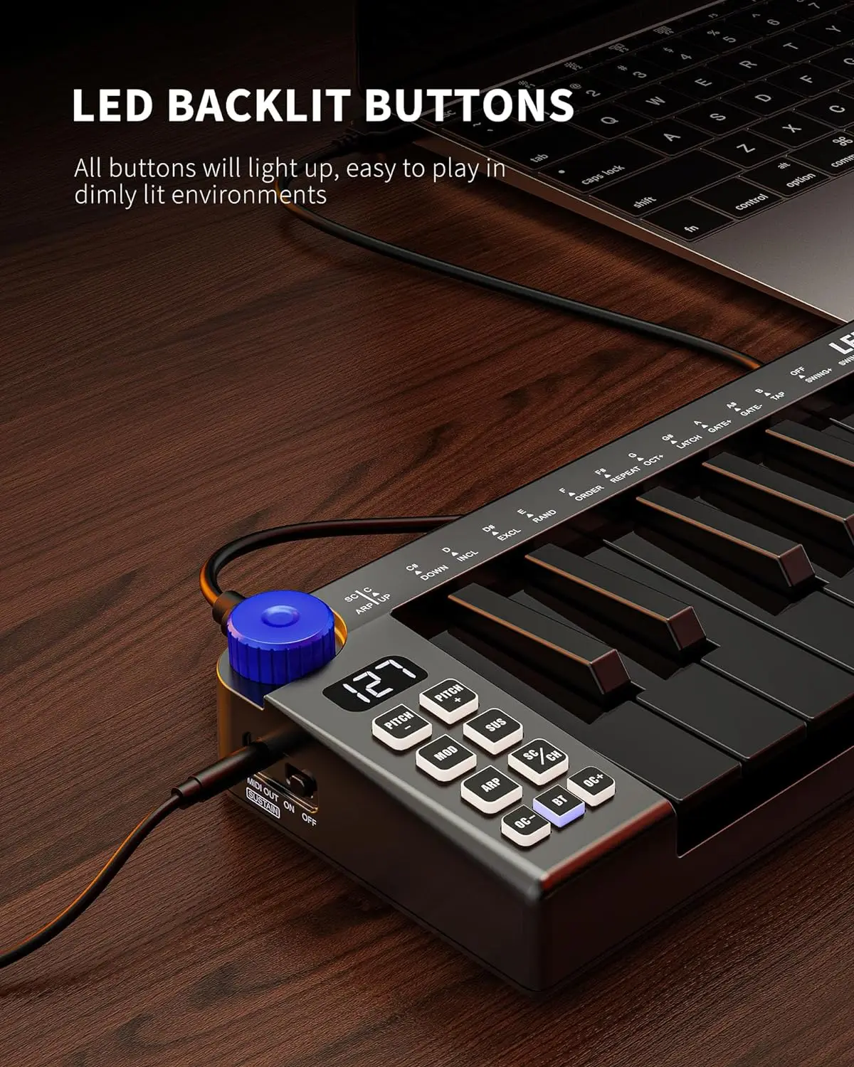 Electronic Musical Instrument Musical Instrument LEKATO Mini MIDI Keyboard 25 Key MIDI Controller Bluetooth Keyboard Mini Keys 360 Knob Small