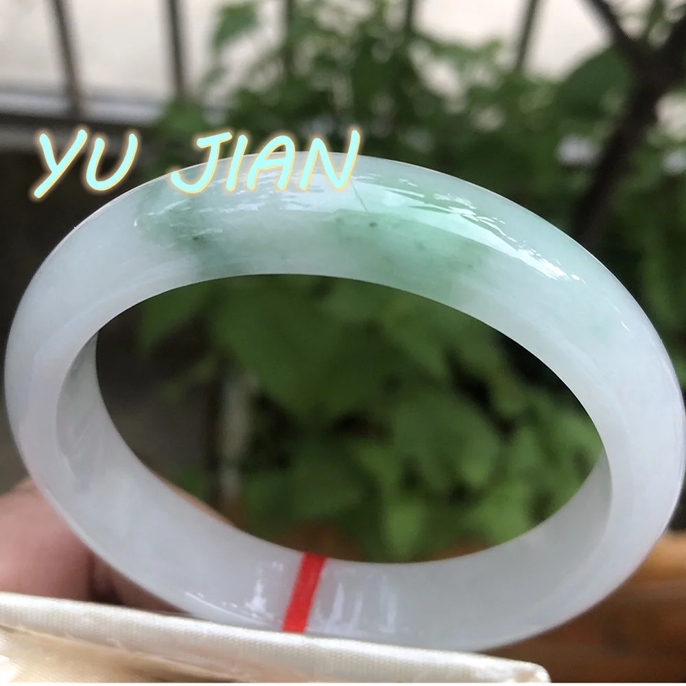 

Floating Green Flowers Original Ecological Pattern Texture Jadeite Bangles Exquisite Fashion Jade Bracelet Handring Fine Jewelry