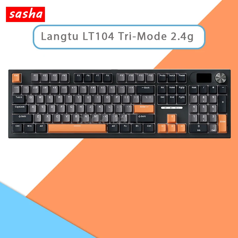 Tastiera Meccanica Langtu Lt104 104 Tasti Wireless Tri-Mode 5.0/Cablato Rgb Retroilluminato Hot Swap Lcd Office Gamer Windows Mac